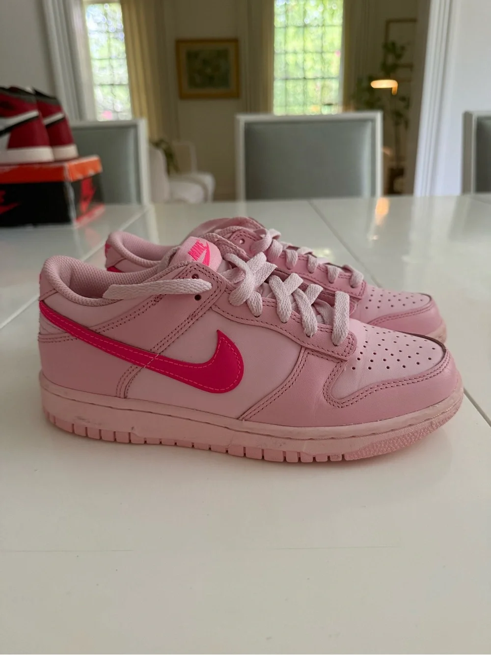 Nike Dunk Low Pink with hot pink swoosh